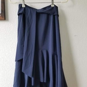 Navy Ruffle Wrap Skirt